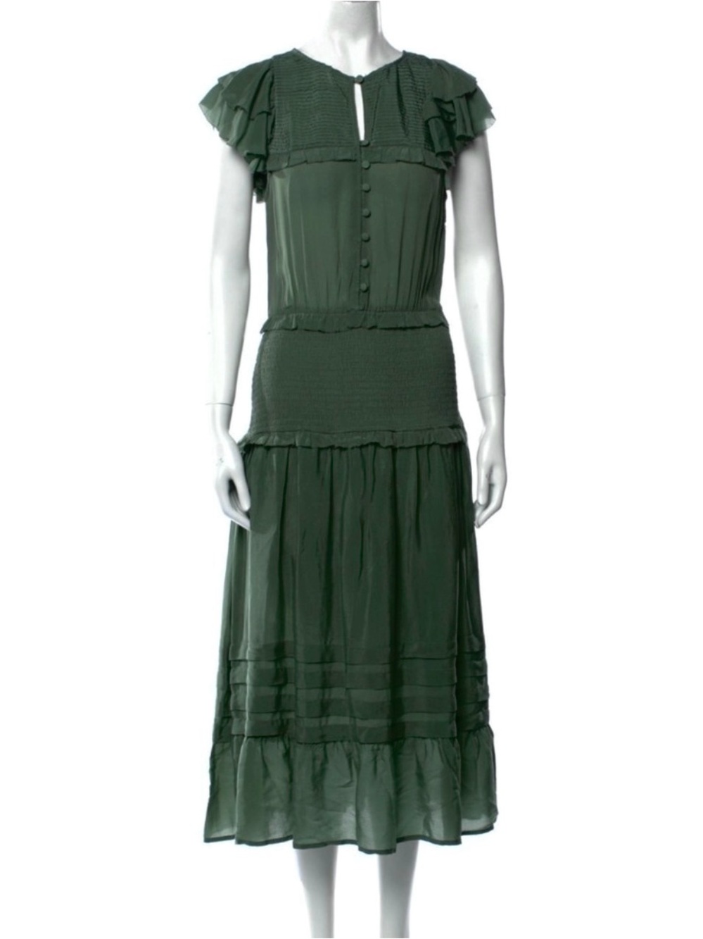 SEA Emerald Green Silk Midi Dress